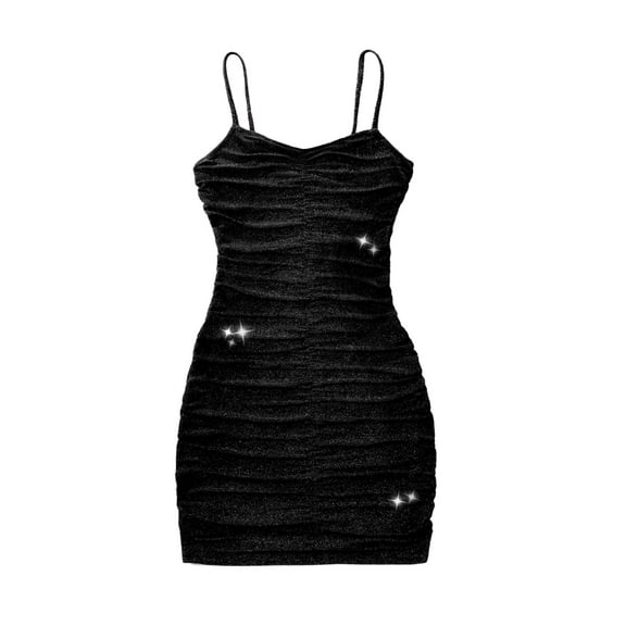 Girls' Starry Pleated Spaghetti Strap Dress – New Summer A-Line Mini Dress, Perfect for 8-14 Year-Olds' Birthday Parties