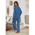 thumbnail image 3 of Ekouaer Women's Waffle Knit Pajama Sets Comfy Long Sleeve Lounge Sets 2 Piece Matching Pj Sets with Pockets, 3 of 6