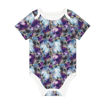 

Matuu Purple Marble Texture for Baby Short-Sleeve Bodysuit Soft Cotton Comfortable and Breathable Perfect for Newborns and Infants