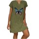 thumbnail image 1 of Mini vestido recto informal con estampado de mariposa y manga corta con cuello en V para mujer Fridja qw5943, 1 of 6