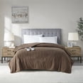thumbnail image 2 of Serta 84" Polyester Tri-rib Fleece Fabric Heated Electric Blanket in Brown, 2 of 9