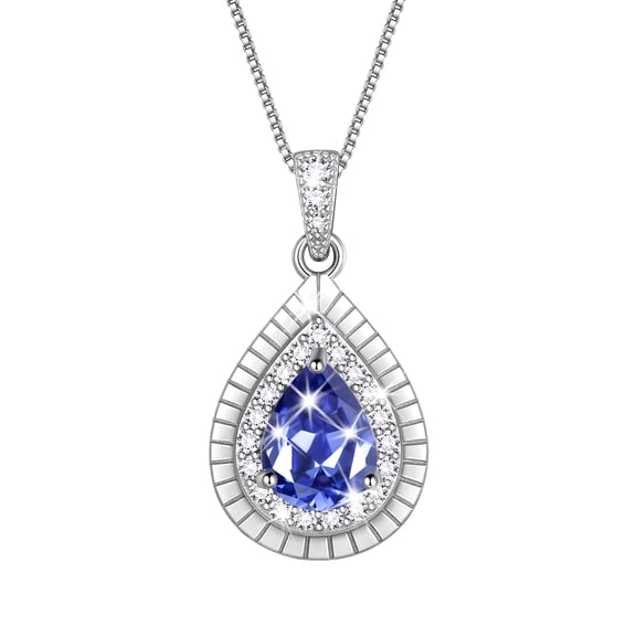 Beautlace December Tanzanite Birthstone Necklace,Pear Cut Pendant Necklace Jewelry Birthday Christmas Gifts for Women/ Wife /Lover