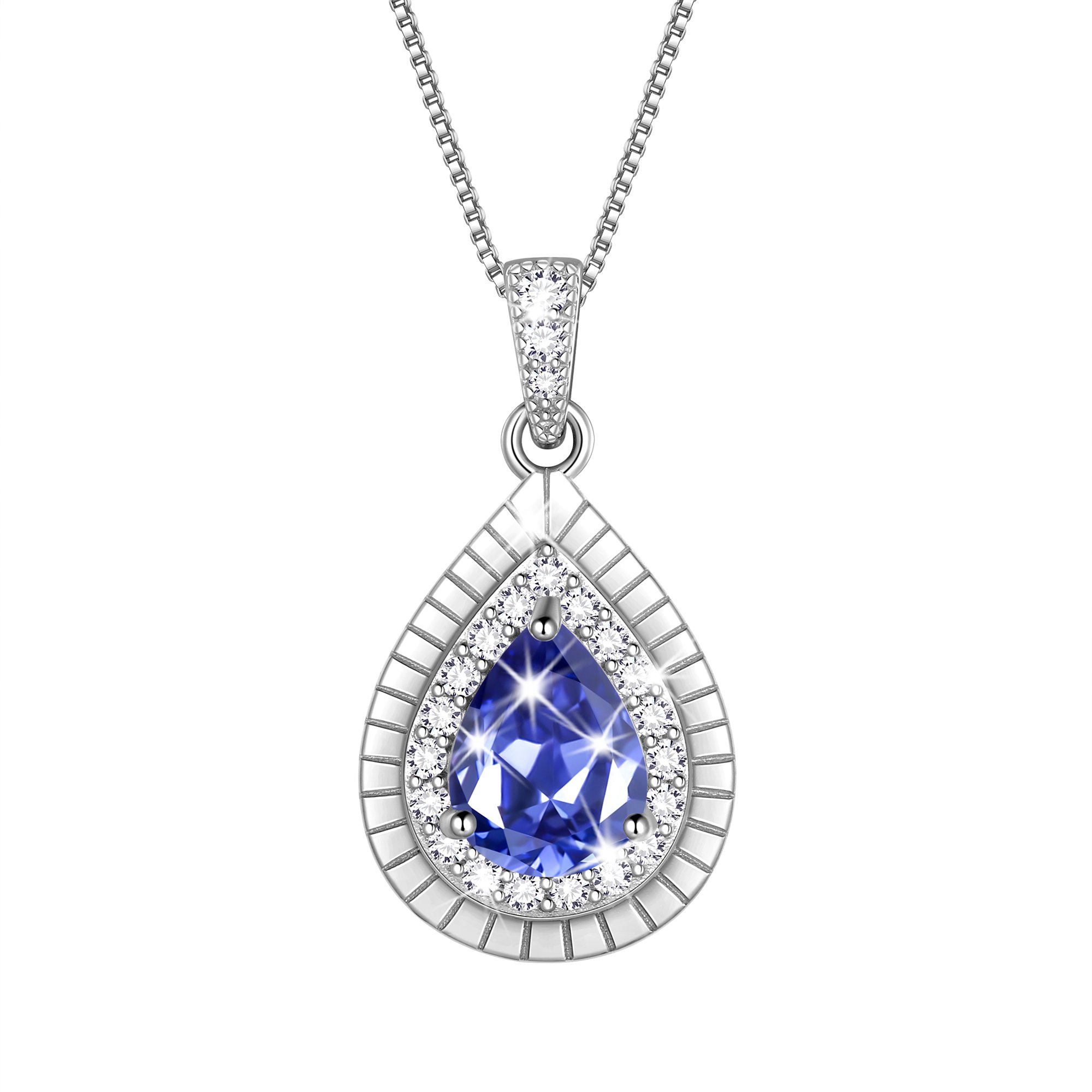 Beautlace December Tanzanite Birthstone Necklace,Pear Cut Pendant Necklace Jewelry Birthday Christmas Gifts for Women/ Wife /Lover