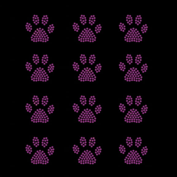 Set of 12 Purple Mini Paw Print Iron-on Rhinestud Transfers by JCS Rhinestones