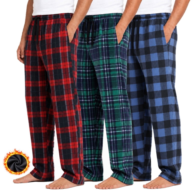 SMNDY Men's Fleece Pajama Pants, 3-Pack Plaid photo 1
