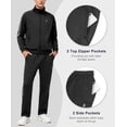 thumbnail image 5 of Men's 2Pc Full Zip Tracksuit, 4 Way Stretch with Reflective Stripes & Zipper Pockets, Straight Leg for Golf Running Gym Black S, 5 of 8