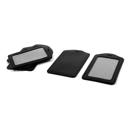 - Office Worker Faux Leather ID Badge Name Card Vertical Holders Black 5 Pcs