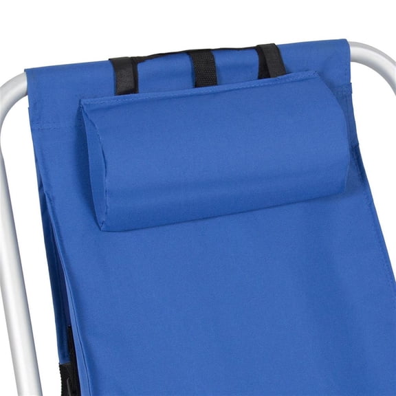 Durable Blue Beach Chair with Adjustable Headrest and Cup Holder - Portable and High-Strength for Outdoor Relaxation