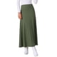 thumbnail image 1 of Falda Maxi Casual Ligera de Cintura Alta Estiramiento Sólido Fluyente Acampanada de INSPIRE CHIC para Mujeres M Verde Militar, 1 of 6