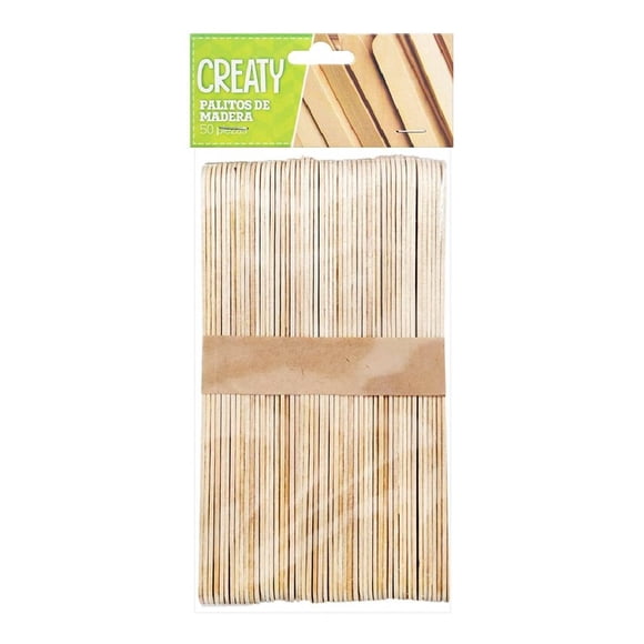 Palitos de Madera Creaty Planos 50 pzas