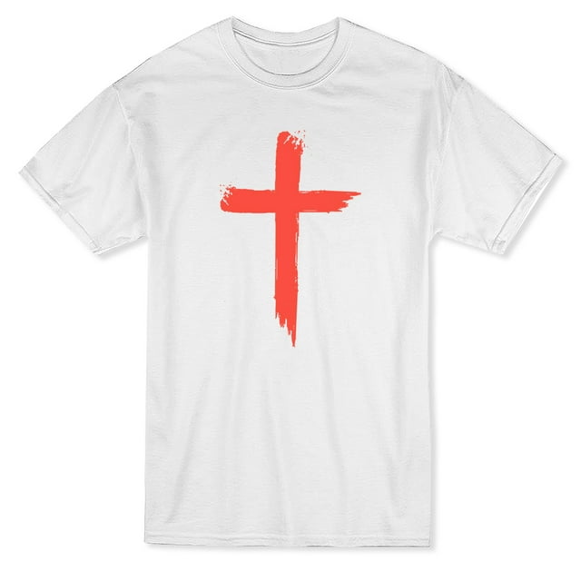 Jesus Red Cross Paint Style Graphic At The Medium Front Men's White T-shirt