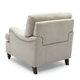 thumbnail image 4 of Upholstered Accent Chair, Single Sofa Chair with English Roll Arm and Thick Cushion, Modern Reading Chair with Solid Wood Legs, Lounge Chair for Living Room Bedroom Office, Light Beige, 4 of 7