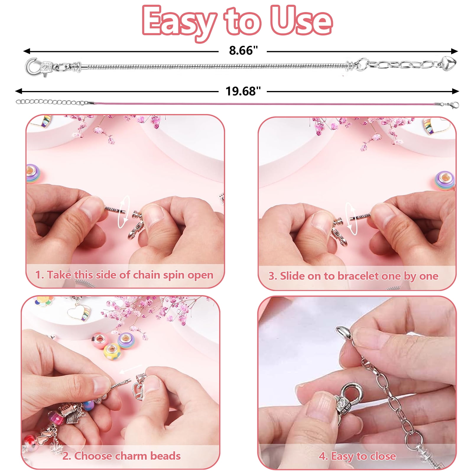 Yalumo 67pcs Charm Bracelet Making Kit, Girls Bracelet Jewelry Making Kit DIY, Birthday Gifts Set, Thanksgiving gift