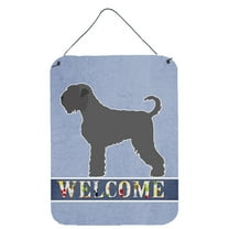 Black Russian Terrier Welcome Wall or Door Hanging Prints Blue