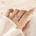 thumbnail image 2 of Open Mouth Copper Leaf Zircon Ring For Women, Electroplated Rose Gold or White Gold Finish, 2 of 5