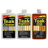 Star brite Teak Care Kit - Cleaner, Brightener & Teak Oil 3-Step Wood Restoration