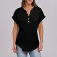 thumbnail image 4 of Womens Short Sleeve Henley Tops V Neck Dressy Casual Loose Fit Shirts Summer Flowy Blouses 2025 Trendy Clothes, 4 of 8