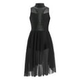 thumbnail image 4 of YONGHS Kids Girls Sparkly Sleeveless Lyrical Dance Dress Figure Skating Tulle Leotard Skirt Black 12, 4 of 7