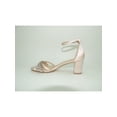 thumbnail image 4 of BADGLEY MISCHKA Womens Beige Adjustable Ankle Strap Embellished Perforated Giona Round Toe Block Heel Buckle Dress Sandals 7 M, 4 of 4