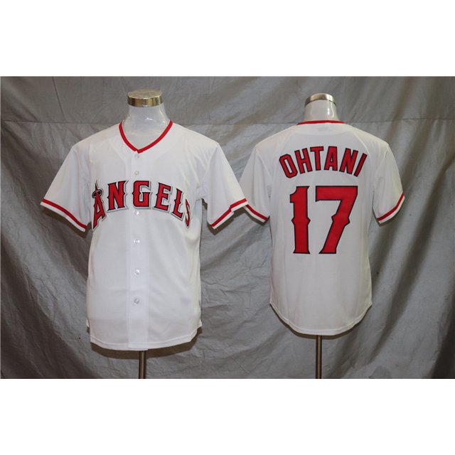 Angels Jersey Uniform Baseball Uniform 27#17 Fan Elite Baseball Uniform Button T-Sleeve Sports Shirt