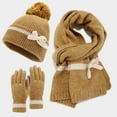 thumbnail image 2 of Knit Cuffed Beanies Scarf Gloves for Women Thickened Long Scarf Furry Hat Winter 2025 Earthy Yellow Free, 2 of 4