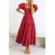 thumbnail image 3 of Vestido PRETTYGARDEN de escote cuadrado, mangas abullonadas, midi rojo, talla L, 3 of 8