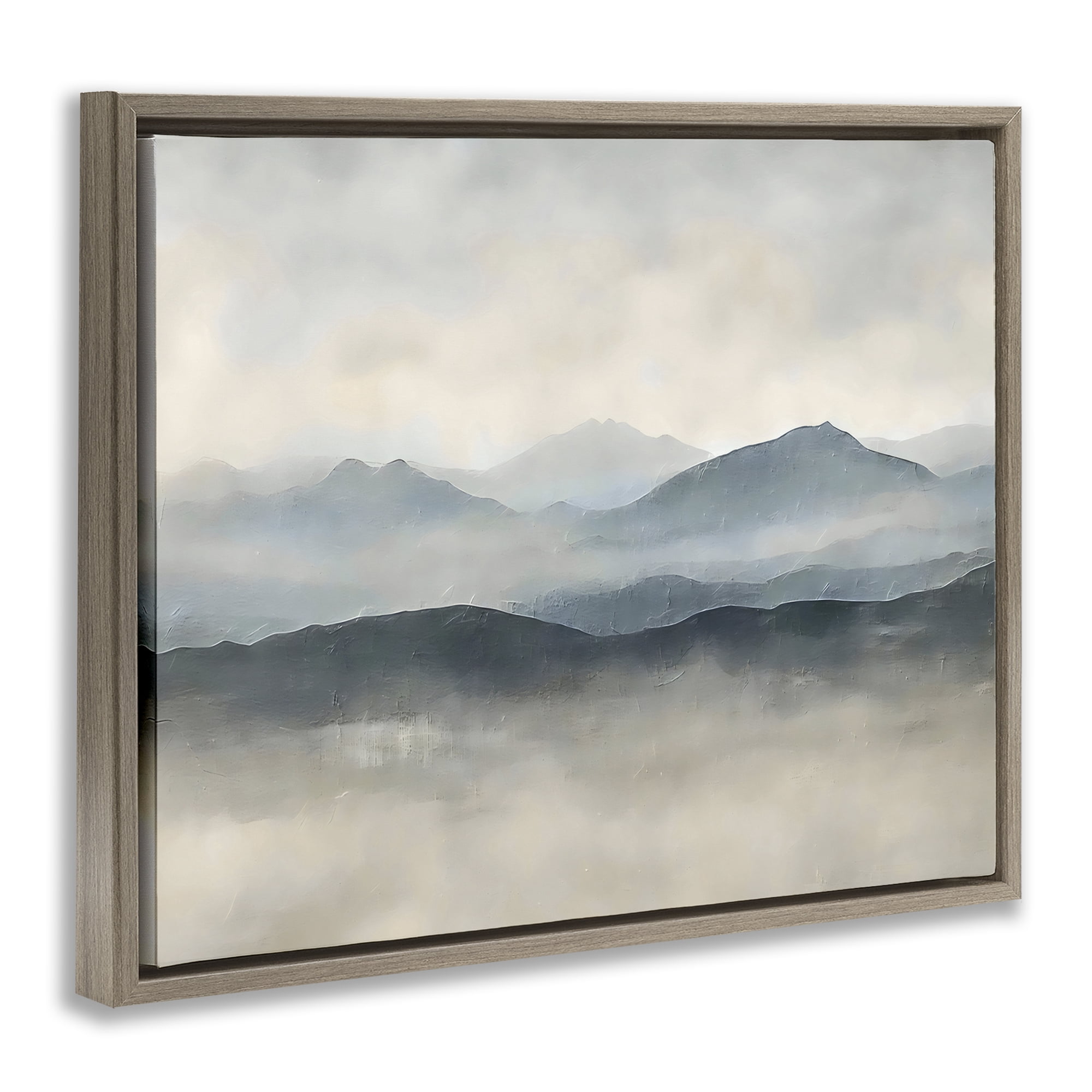 Stupell Industries Misty Muted Mountainscape Brown Framed Floater Canvas Wall Art, design by Riley B