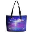 thumbnail image 2 of Earth Galaxy Space Woman Leather Handbags Large Tote Bag Fashion Portable Handbags With Zipper, 2 of 7