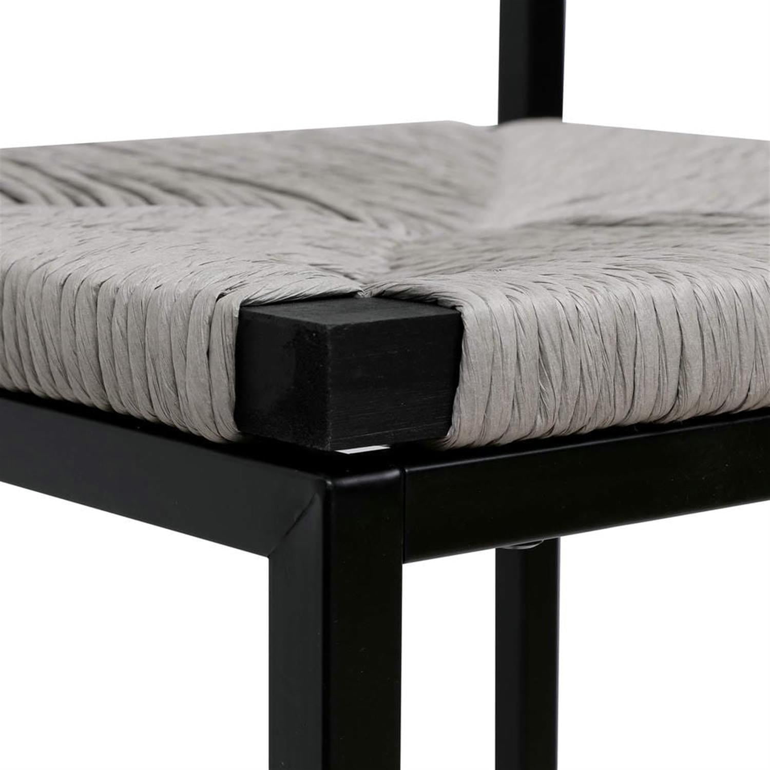 Demi Bonn 34" Counter Height Bar Stools Set of 2, Paper Rope Weave Barstools with Back, Armless Kitchen Island Countertop Chairs for Dining Room, Gray