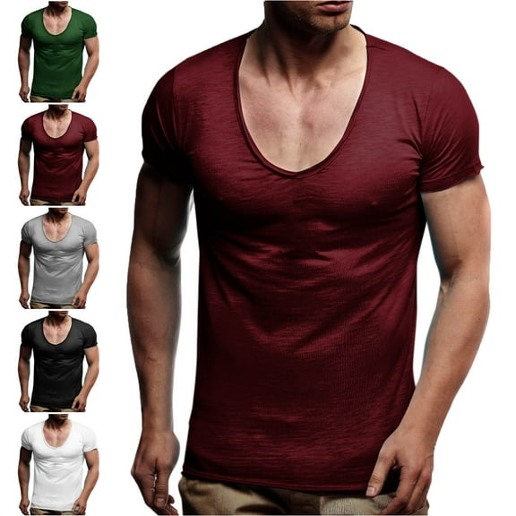 Lenago Mens Shirts Sport Men's and Big Men's Solid Color Sports Short Sleeve Wine 8(L) Tops Thin Style T Shirt Summer Running Gym Cycling Close Fitting Mens Tops