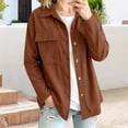 thumbnail image 6 of Corduroy Jacket for Women Trendy Long Sleeve Button Down Fall Shackets Oversized Lightweight Casual Coats with Pockets Light Brown 2XL, 6 of 7