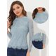 thumbnail image 2 of BluFloral Con Cuello De Volantes Y ManLarCon Encaje Superior PaMujer Gris Azul M, 2 of 4