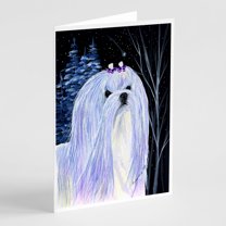 Starry Night Maltese Greeting Cards and Envelopes Pack of 8