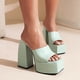 thumbnail image 1 of Sandalias de plataforma para mujer Sexy Square Peep Toe Slip On Chunky High Heel Sandals Date Dress Pumps Wmkox8yii  ytu5687, 1 of 5