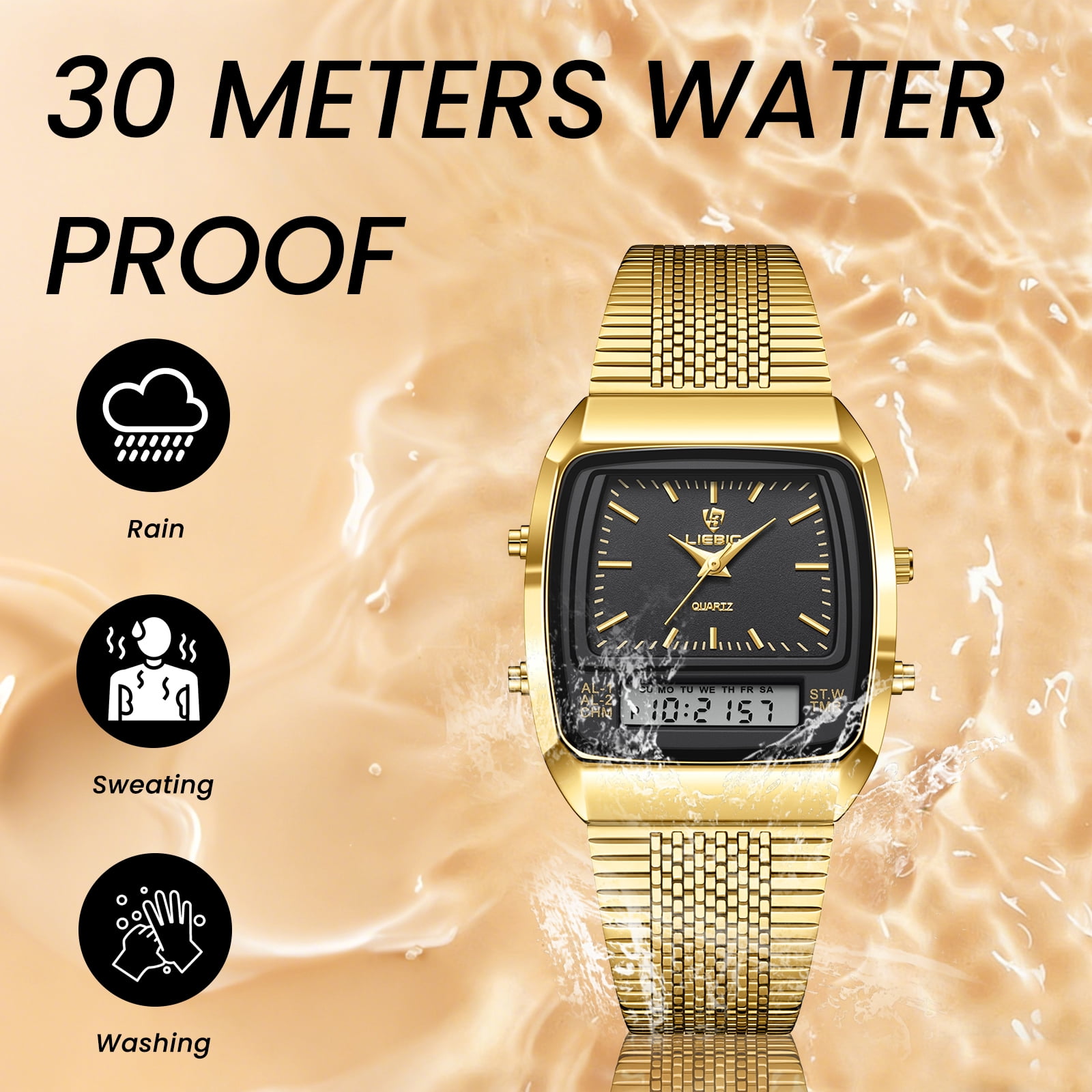 SKMEI Watch for Men Retro Analog Digital Watches Square Dual Display Men's Watches Luxury Stylish Casual Wristwatches