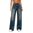 thumbnail image 2 of ClodeEU Women's Vintage High Waist Straight Leg Jeans,Casual Baggy Denim Pants ,Women's Plus XS, 2 of 9