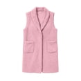 thumbnail image 5 of Kinrui Long Fuzzy Vests for Women Soft Cozy Sleeveless Sherpa Jacket Shawl Collar Open Front Fleece Cardigan Casual Lightweight Outerwear with Pockets Pink S, 5 of 7