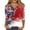 White, variant on American Flag Blouse Women 1776-2026 Red White and Blue 3/4 Sleeve Henley Shirts Stars and Stripes 250th Anniversary Casual Tunics L