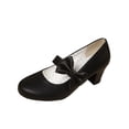 thumbnail image 3 of YOUYEDIAN Mary Jane Shoes Women Fashion Mid Block Heel Bowtie Deco Versatile Pointed Toe Comfy Shoes Casual Outdoor Slip On Walking Dress Shoes, 3 of 5