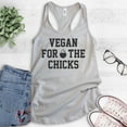 thumbnail image 2 of Vegan For The Chicks Tank Top, Ladies Racerback Tank Top, Vegan Tank, Veganism Tank, Chicken Tank, Silver Gray, XX-Large, 2 of 3