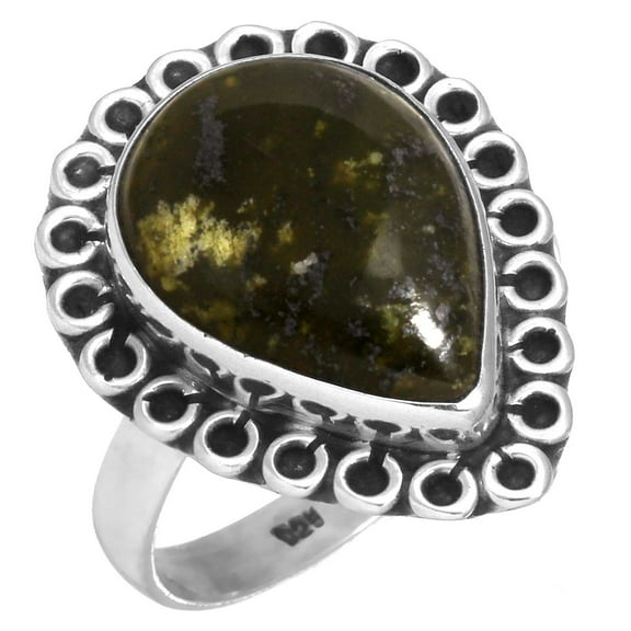Lizardite (Meditation Stone) Designer Ring 925 Sterling Silver
