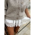 thumbnail image 5 of White Lace Trim Pleated Mini Skirt A-Line Flowy Half Slip Skirt Casual Streetwear, 5 of 8
