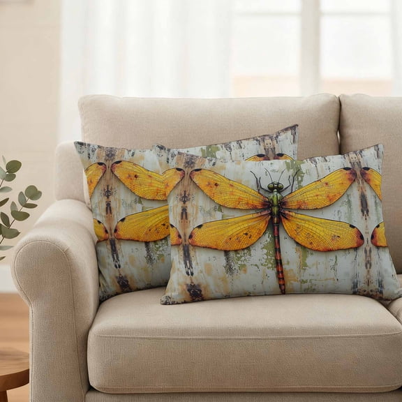 Pack of 2 Outdoor Pillow Covers 20x12 Inch Waterproof Vintage Dragonfly Throw Pillow Covers,Decorative Couch Pillow Shams Protectors Spring Summer Abstract Oil Painting Patio Cushion Pillowcases
