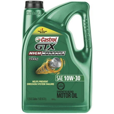 (3 Pack) Castrol GTX High Mileage 10W-30 Synthetic Blend Motor Oil, 5 (Best Engine Oil For High Mileage Vehicles)