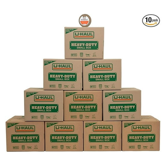 Small Heavy-Duty Double Wall Moving & Shipping Boxes - Pack of 10 Boxes with Handles - 16-3/8” x 12-5/8” x 12-5/8” (L x W x H) - Roll of Tape Included