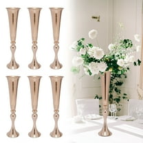6 Pcs Versatile Trumpet Centerpieces Vases for Table, 22" H Metal Gold Wedding Party Birthday Event Flower Stand Deco