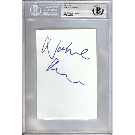 Natasha Richardson Signed Autographed Index Card Late Actress Beckett Encased