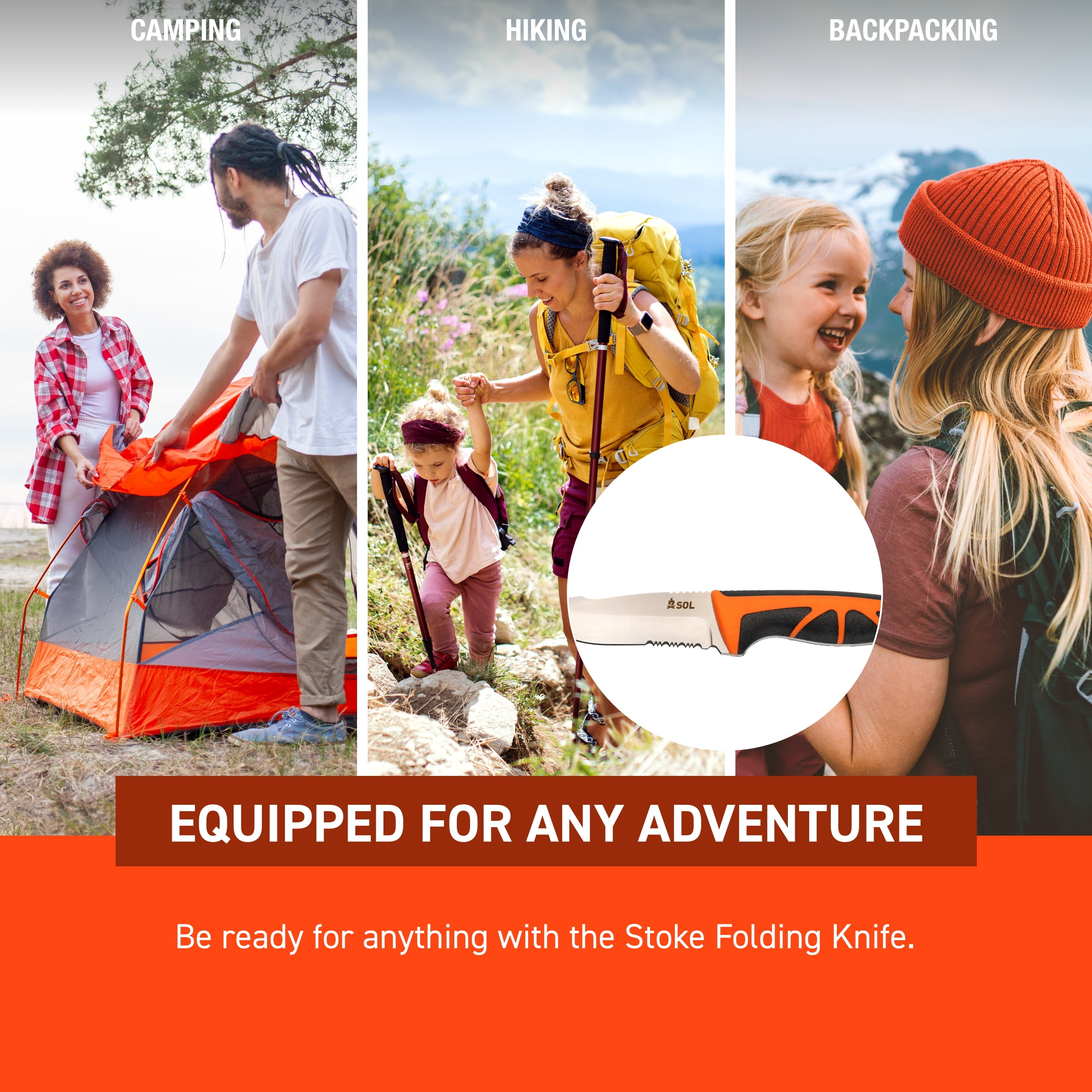 Survive Outdoors Longer Survival Stoke Folding Knife and Tinder Cord
