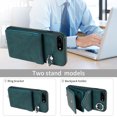 thumbnail image 4 of for iPhone 7 Plus/8 Plus PU Leather Back + TPU Frame Rugged Case, Classic 360 Rotating Ring Kickstand Card Slots Shoulder Strap Drop Protective Slim Fit Shockproof Phone Case Cover, Green, 4 of 13