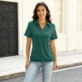 thumbnail image 4 of CIENVNSTG Women's Polo Shirts Spring Summer Business Casual Lightweight Short Sleeve V Neck Sweater Trendy 2026 Dark Green M, 4 of 4